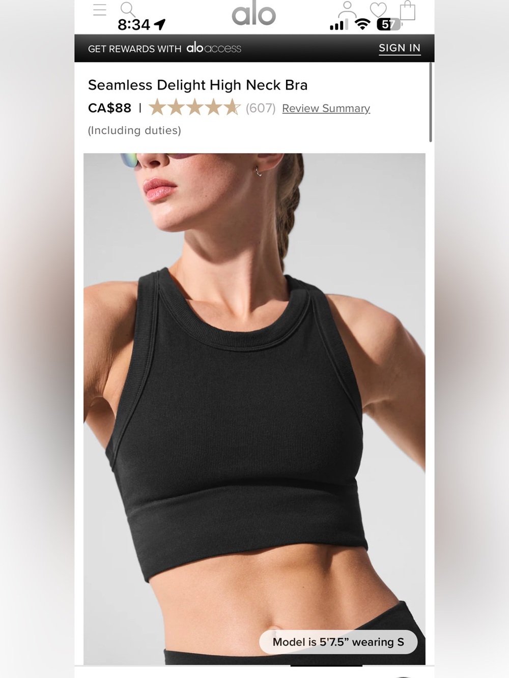 ALO “Seamless Delight” Ribbed Crop Tank Top